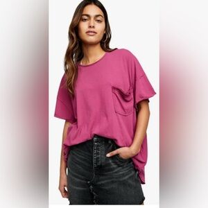 NWT‎ MSRP $58 Free People Take It Easy Oversize Tee Plum Purple Size S